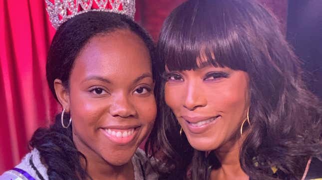 The author and Miss New York International, Ashley Lyles, left, with Angela Bassett