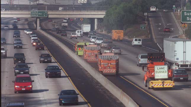 A photo of a busy highway near Los Angeles. 