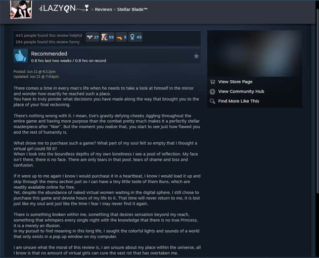 Image for article titled Stellar Blade, As Told By Steam Reviews