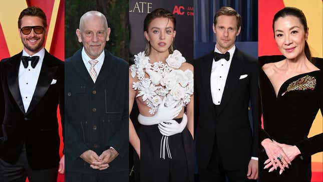 L-R: Glen Powell, John Malkovich, Sydney Sweeney, Alexander Skarsgård, Michelle Yeoh