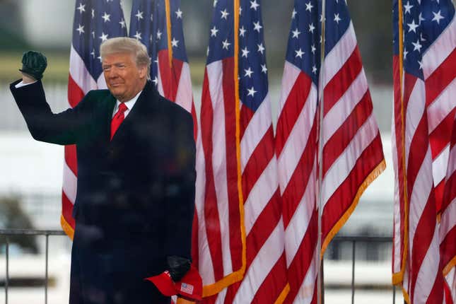 President Donald Trump arrives at the “Stop The Steal” Rally on January 06, 2021, in Washington, DC.