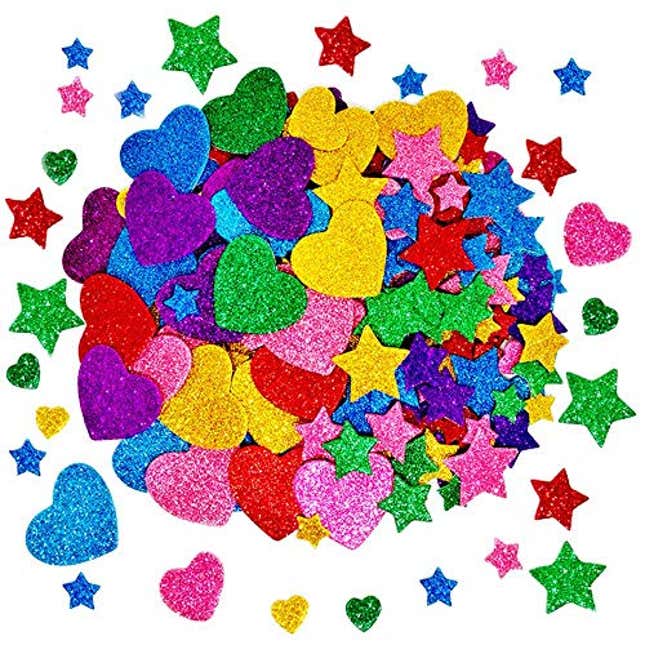 Image for article titled 260 Pieces Colorful Glitter Foam Stickers Self Adhesive Stars Mini Heart Shapes Glitter Stickers, Now 10% Off