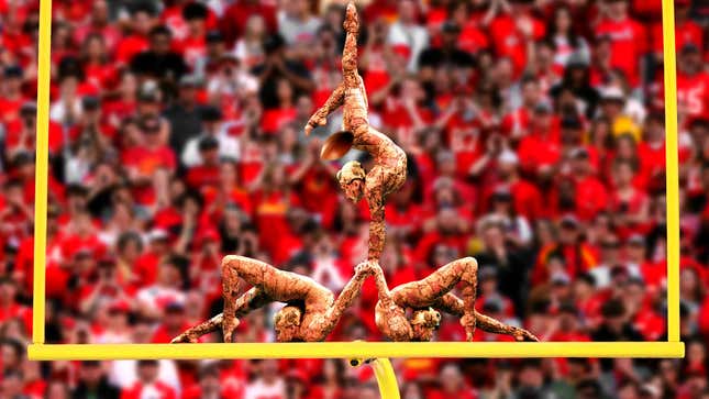 Image for article titled Another Field Goal Blocked By Cirque Du Soleil Performers Doing Acrobatics On Goal Post