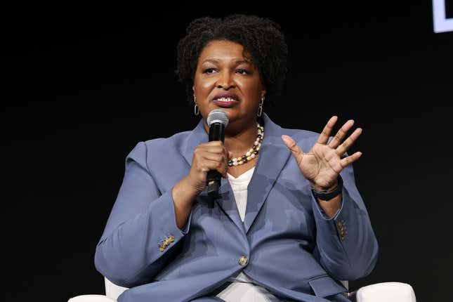 Stacey Abrams speaks during the 2024 ESSENCE Festival 