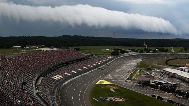 A view of storms rolling through the area prior to the NASCAR Cup Series GEICO 500at Talladega Superspeedway on June 21, 2020 in Talladega, Alabama. 