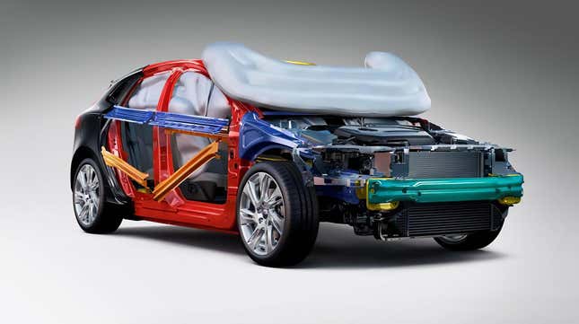 Volvo displaying an example of its pedestrian airbag