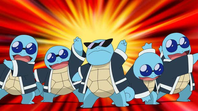 The Squirtle Squad is seen wearing sunglasses and jackets.