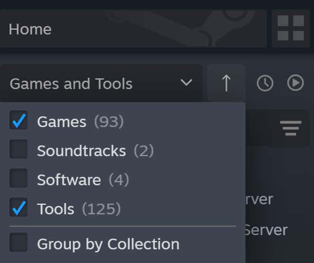 The Steam menu.