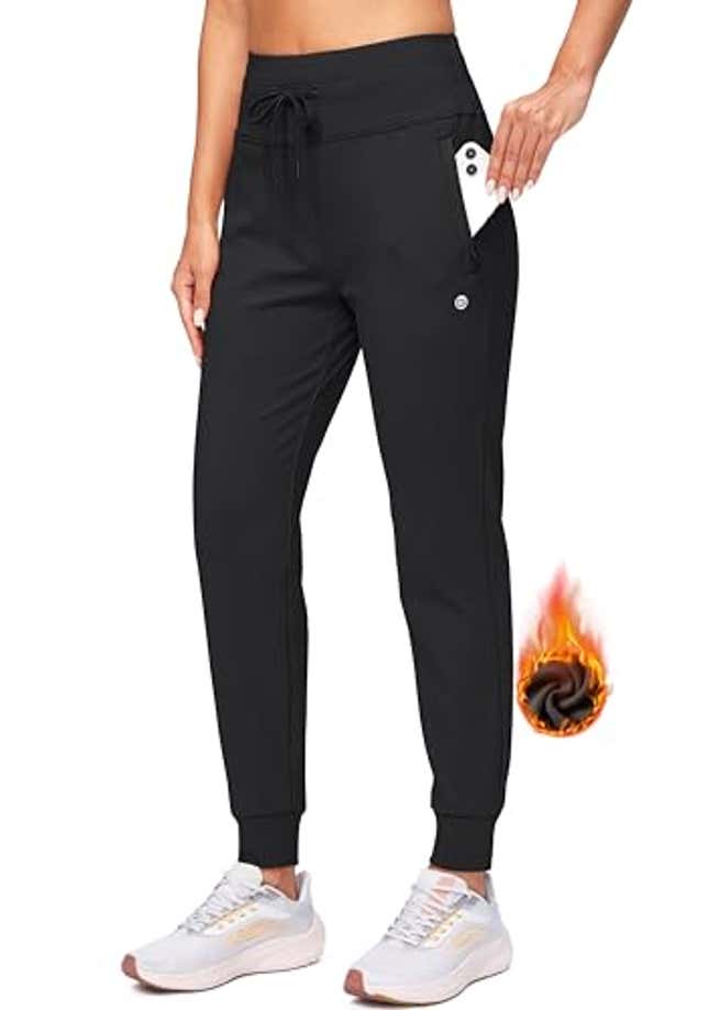 Image for article titled G Gradual Women&#39;s Fleece Lined Joggers High Waisted Water Resistant Thermal Winter Sweatpants Running Hiking Pockets(Black, Now 20% Off