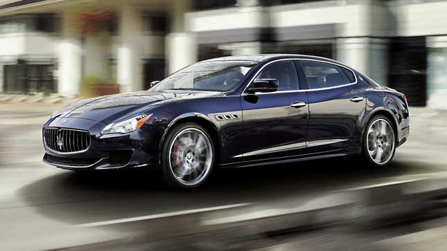 A blue 2013 Maserati Quattroporte.