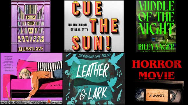 Clockwise from top left: Hip-Hop Is History (AUWA), Cue The Sun! (Random House), Middle Of The Night (Dutton), Horror Move: A Novel (William Morrow), Leather &amp; Lark (Zando), Margo’s Got Money Troubles (William Morrow)