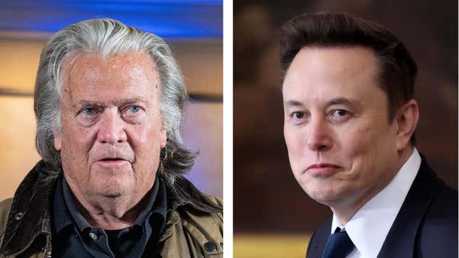 Image for article titled MAGA Fight! Ex-Trump Adviser Steve Bannon Calls Elon Musk &#39;Racist&#39; And Drags Him To Hell