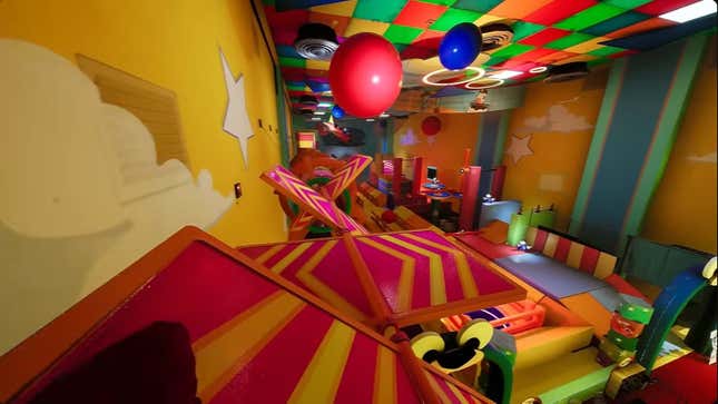 A screenshot shows a colorful jungle gym.
