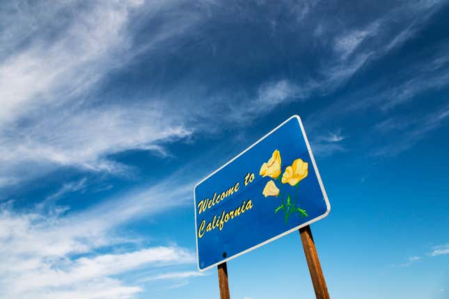 "Welcome to California" sign