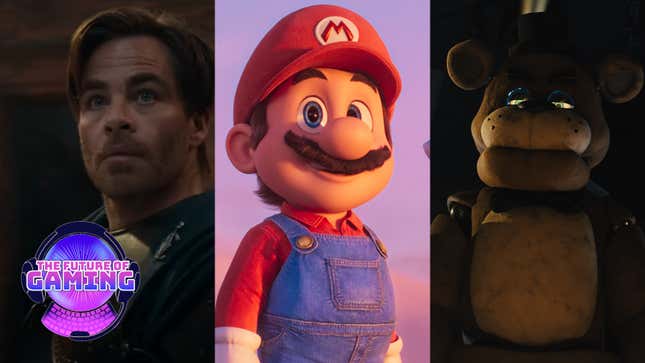 From left to right: Dungeons &amp; Dragons: Honor Among Thieves (Screenshot: YouTube), The Super Mario Bros. Movie (Image: Universal), Five Nights At Freddy’s (Image: Universal)
