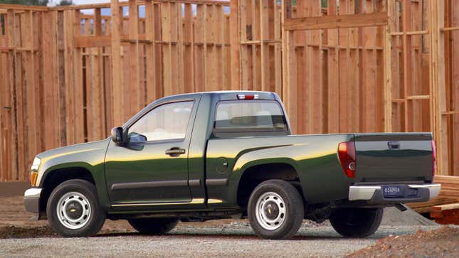 A photo of a green Chevrolet Colorado pickup truck. 