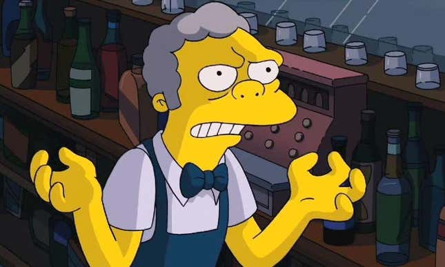 Moe Szyslak luciendo frustrado