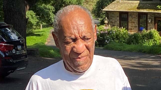 Bill Cosby speaks to reporters outside of his home on June 30, 2021.