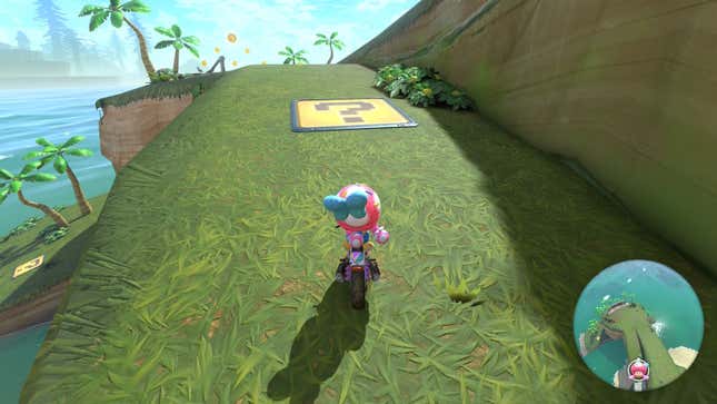 A player character stands before a question mark panel.