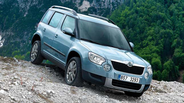 A blue Skoda Yeti.