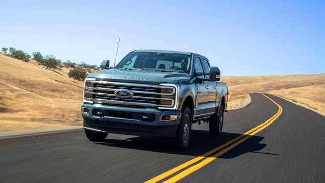 A blue 2023 Ford Super Duty F-350