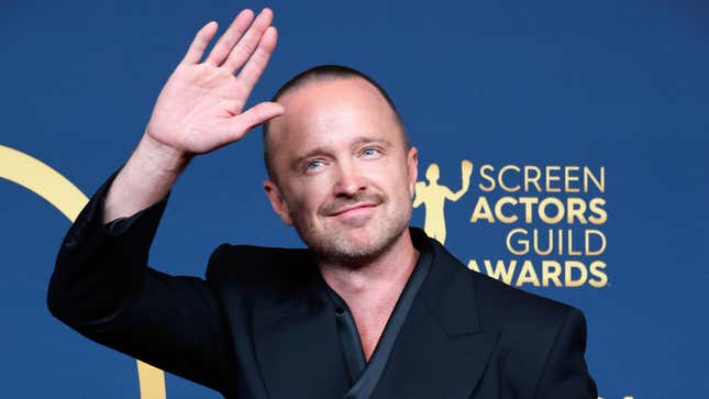 Actor Aaron Paul waves at onlookers during the 30th Annual Screen Actors Guild Awards in Los Angeles in February 2024.