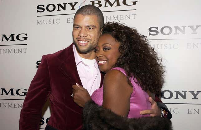 Star Jones and her husband Al Reynolds arrive at the Sony BMG Music Entertainment Grammy Party on February 13, 2005 at the Hollywood Roosevelt Hotel in Hollywood, California.