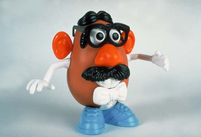 Mr. Potato Head toy with detachable accessories. 