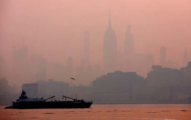 Wildfire smoke in New York.