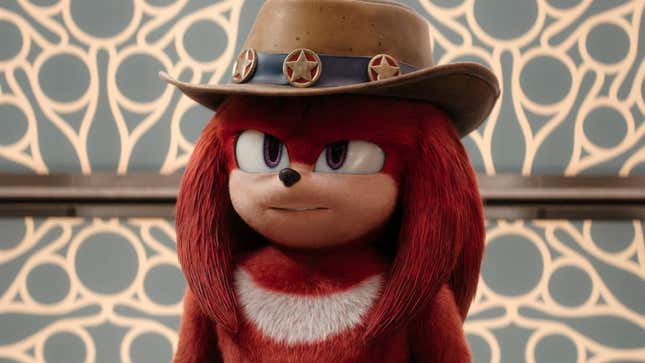 Knuckles wearing his cowboy hat.