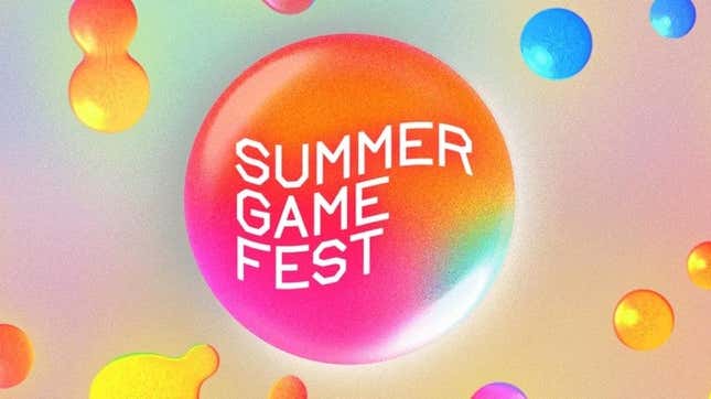 The Summer Game Fest logo is on top of colorful blobs. 