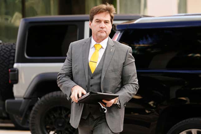 FILE - Dr. Craig Wright arrives at the Federal Courthouse, on Nov. 16, 2021, in Miami. Britain&#39;s high court ruled Thursday March 14, 2024 that an Australian computer scientist is not, as he claimed, the mysterious creator of the bitcoin cryptocurrency. Craig Wright has for eight years claimed that he was the man behind “Satoshi Nakamoto,” the pseudonym that masked the identity of the creator of bitcoin. (AP Photo/Marta Lavandier, File)