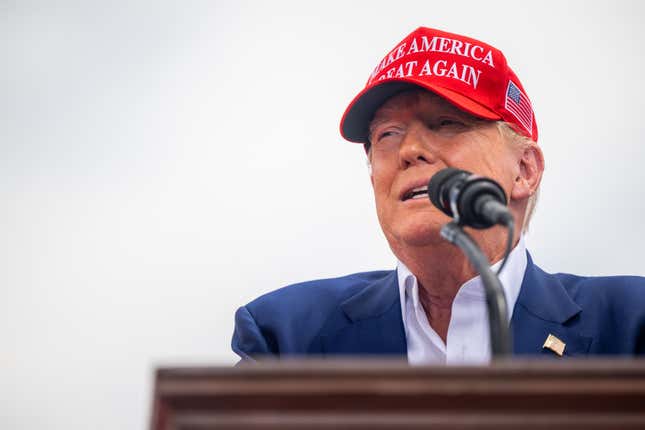 Donald Trump speaks during his campaign rally at Sunset Park in Las Vegas, Nevada, on June 9, 2024.
