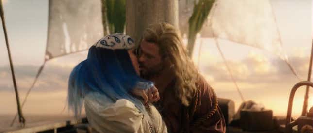Thor kissing a blue-haired sailor.