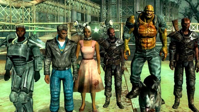 A screenshot shows all the companions from Fallout 3. 