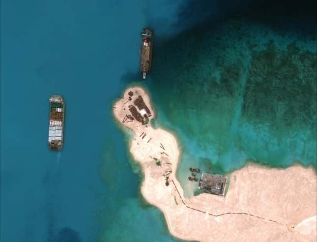Ships near Mischief Reef in March 2016.