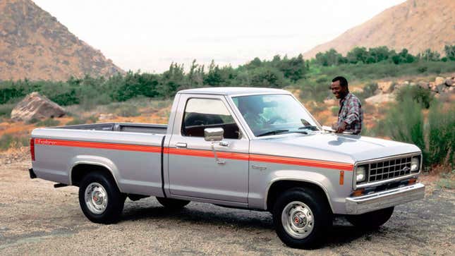 A photo of a silver Ford Ranger pickup truck. 