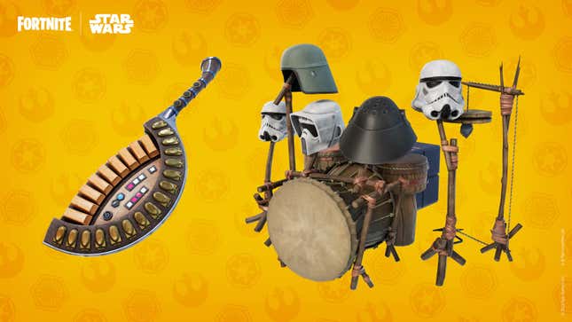 An image shows new Star Wars-themed instruments coming to Fortnite. 