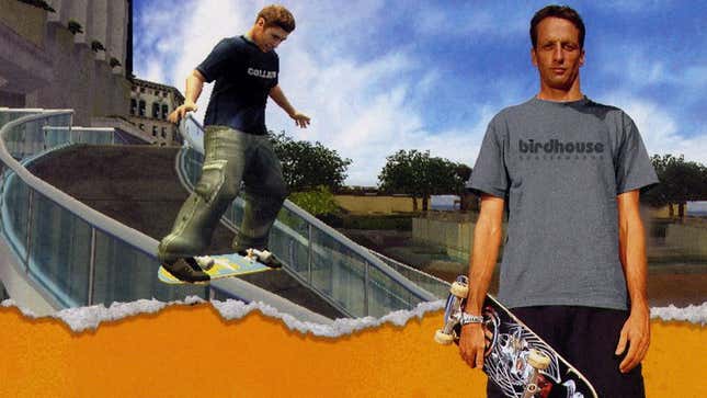 Tony Hawk appears beside his avatar. 