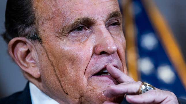 Rudolph Giuliani, attorney for Donald Trump, conducts a news conference at the Republican National Committee on lawsuits regarding the outcome of the 2020 presidential election on Thursday, November 19, 2020