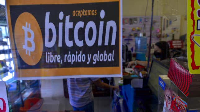 A store in Berlin, Usultan Department, in the nation of El Salvador, where cryptocurrency has been declared legal tender.