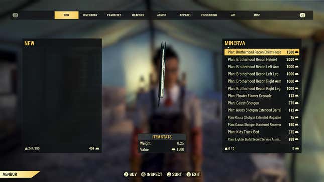 A screenshot shows part of Minerva's inventory.