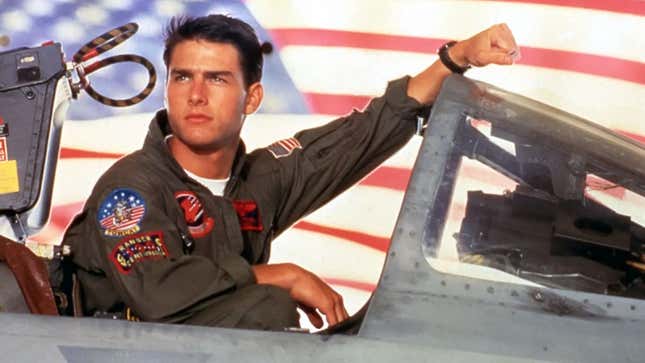 Promotional photo of actor Tom Cruise for the original Top Gun film, released in 1986.