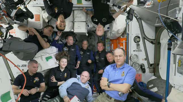 Things have gotten a little crowded onboard the ISS with the arrival of the first all-private astronaut team.