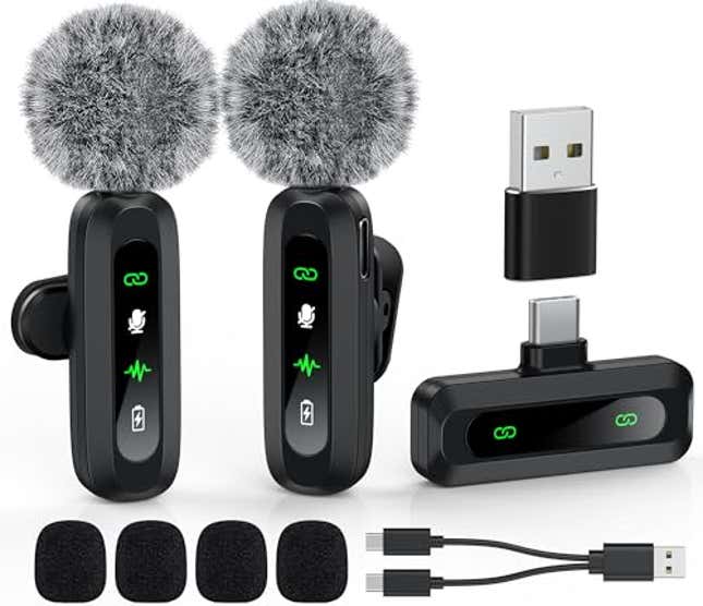 Image for article titled USB C Lavalier Microphone Wireless Mini Mic for Type-C Android Phone/Tablet/PC Video Recording Clip-on Mics with Rotatable Clip&Denoise Recording, Now 48% Off