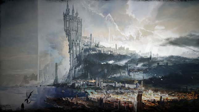 concept artfor final fantasy 16 showing a castle - final fantasy 16 at e3 2021