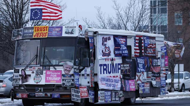 Image for article titled Jesus Took The Wheel And Crashed This RV Heading To A Trump Rally