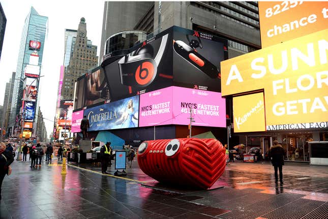 “Heartbeat” is on view in Times Square until March 9.