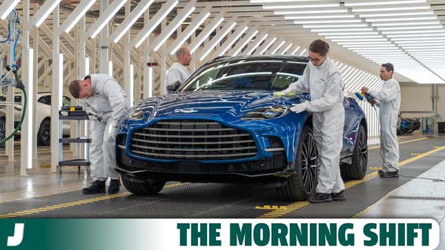 The first Aston Martin DBX is detailed following assembly at the company's St. Athan, Wales production facility.