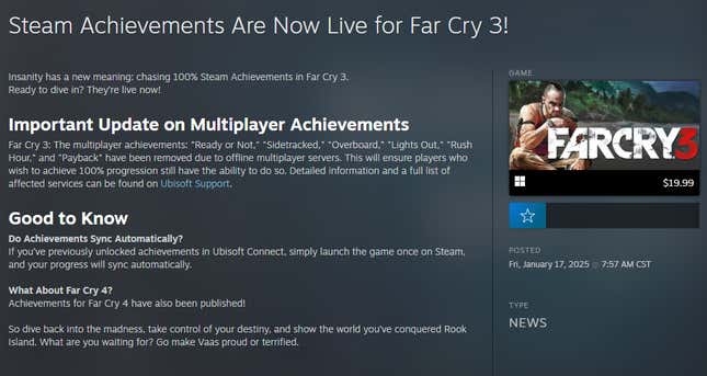 Image for article titled Far Cry 3 Does What Every Game Should And Ditches Unobtainable Multiplayer Achievements